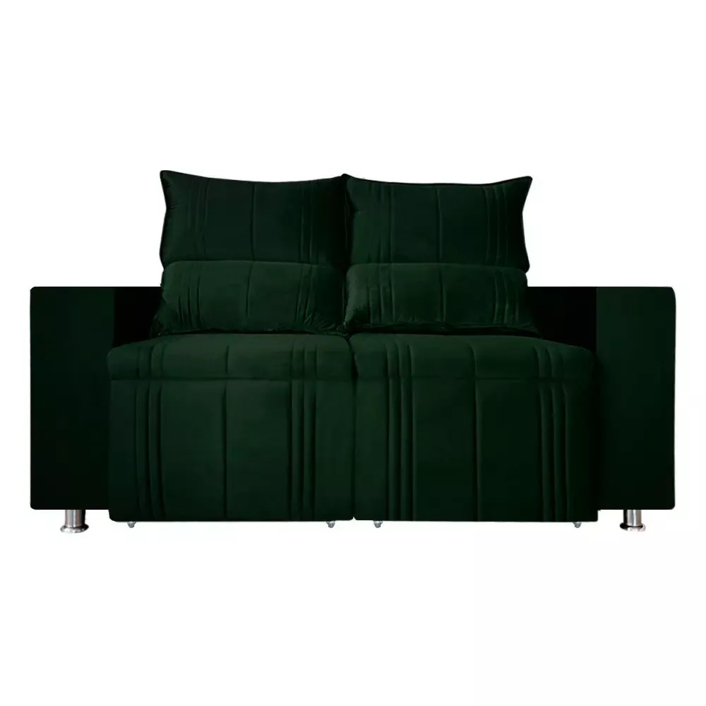 Image 3 of 9 of Sófa Retrátil e Reclinável 2 lugares Madri 1,60cm c/Molas Veludo Verde