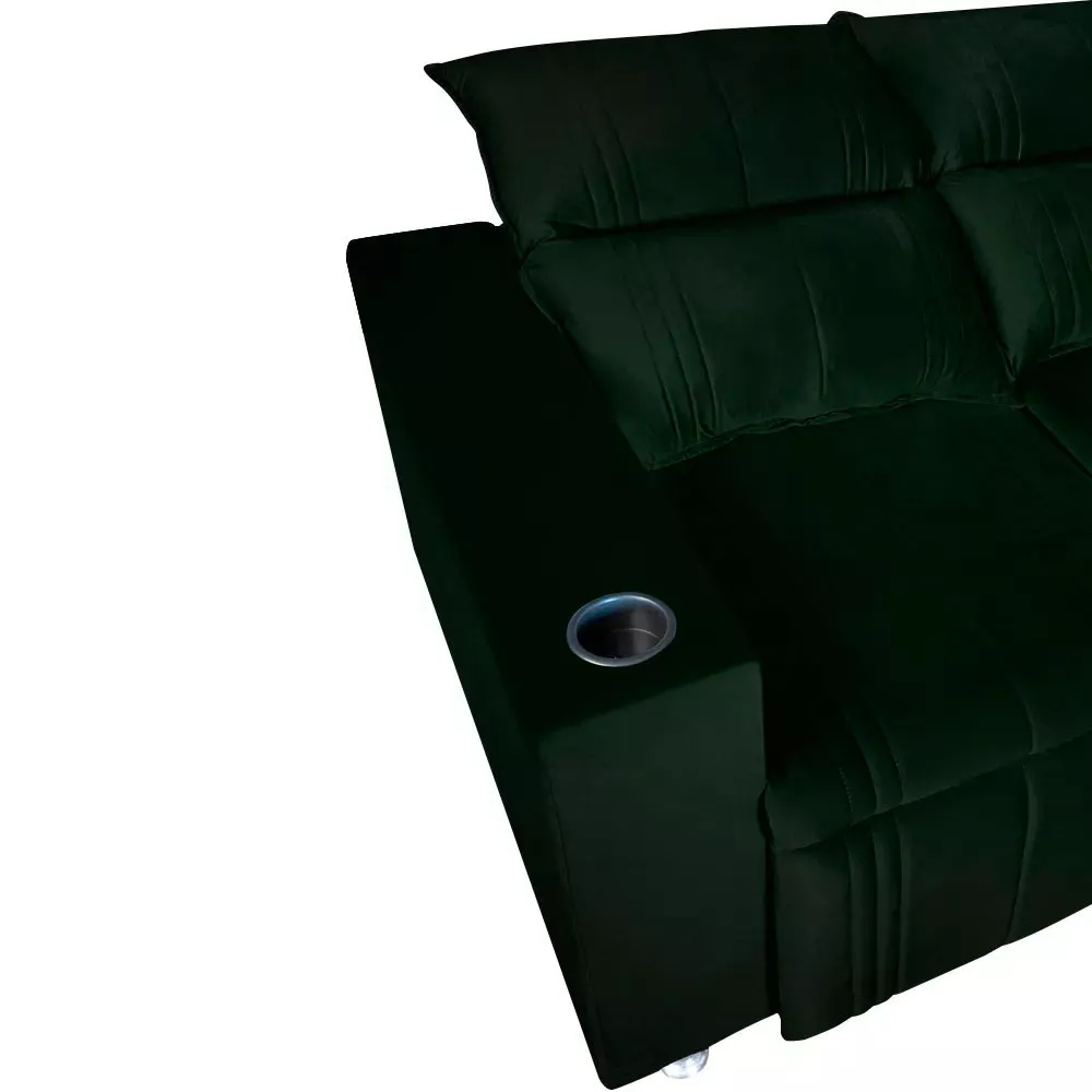Image 4 of 9 of Sófa Retrátil e Reclinável 2 lugares Madri 1,60cm c/Molas Veludo Verde