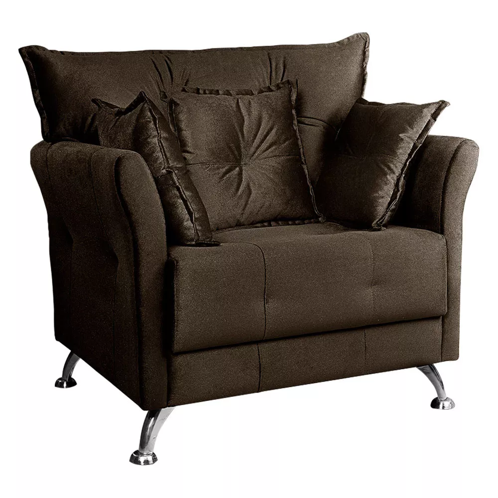 Image 0 of 8 of Poltrona Decorativa Elizabeth Veludo Marrom Turkay Chocolate - Speciale Home