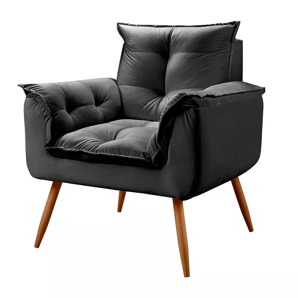 Image 0 of 7 of Poltrona Decorativa Opala Veludo Preto - Speciale Home