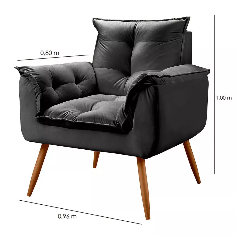 Image 2 of 7 of Poltrona Decorativa Opala Veludo Preto - Speciale Home