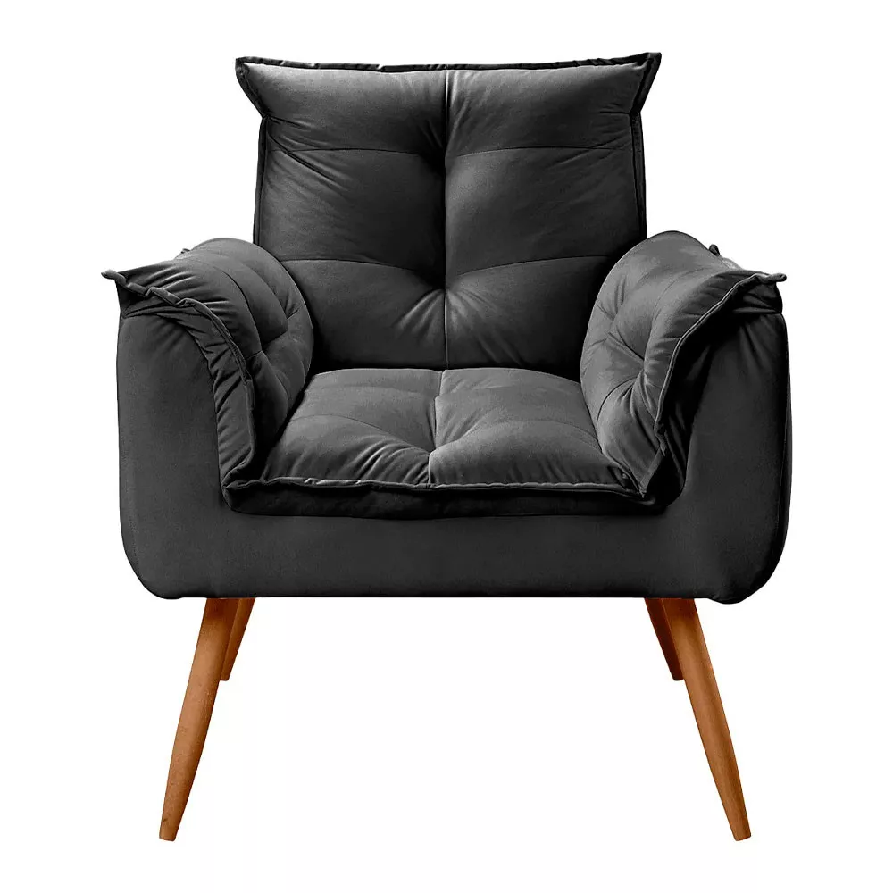 Image 3 of 7 of Poltrona Decorativa Opala Veludo Preto - Speciale Home