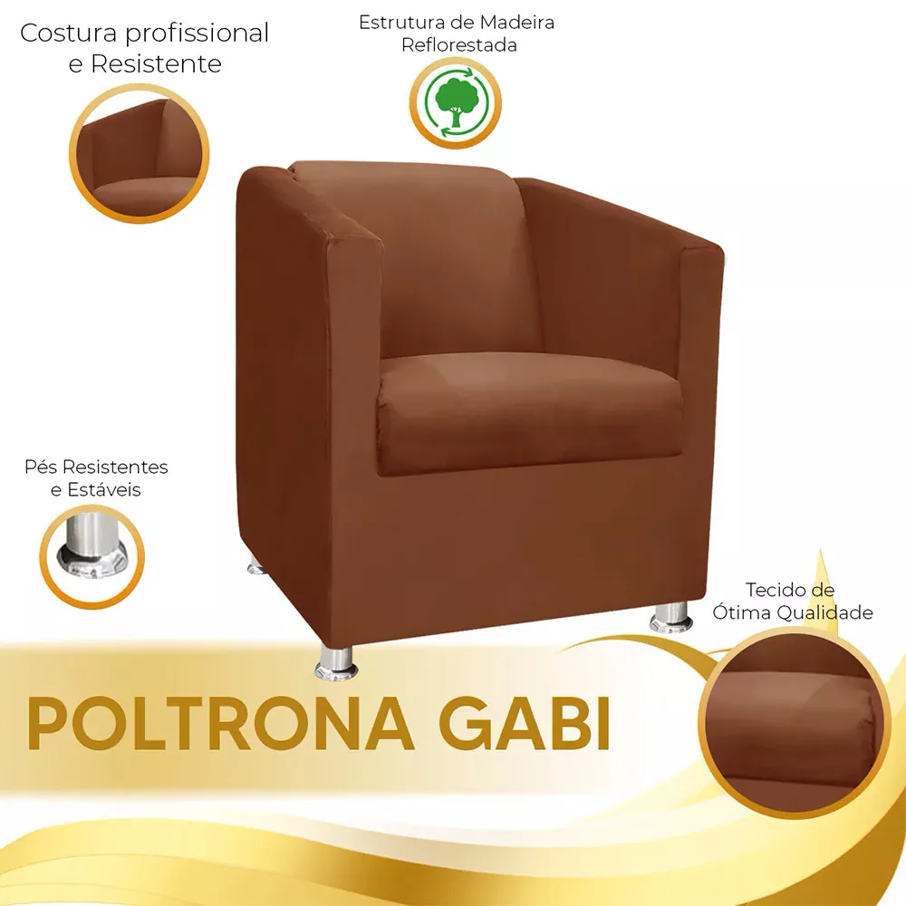 Image 6 of 7 of Poltrona Decorativa Gabi para Recepção Sala e Quarto Veludo Terracota - Speciale Home