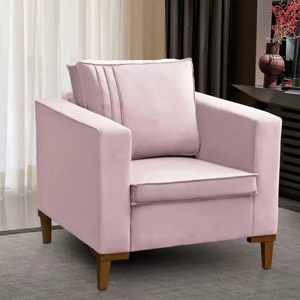 Image 1 of 7 of Kit 2 Poltronas Decorativa Riviera Veludo Rose - Speciale Home