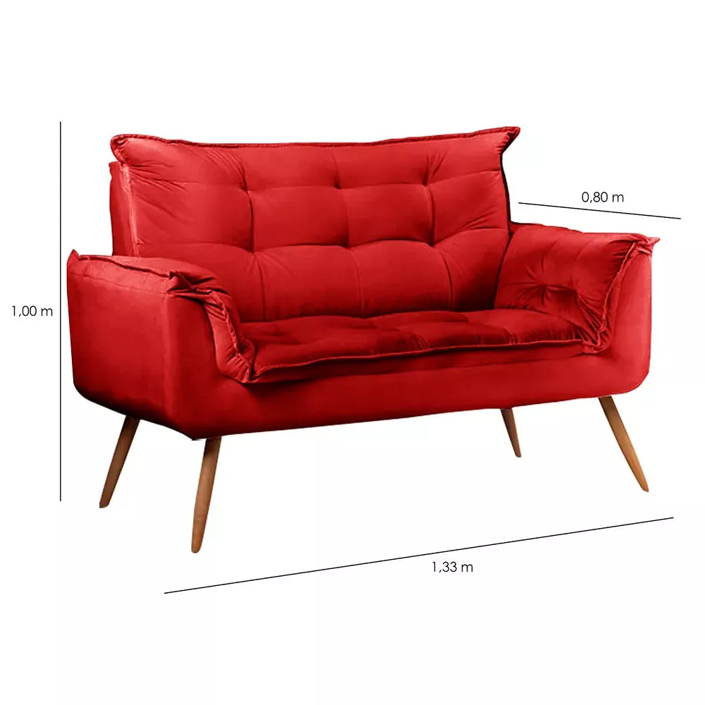 Image 2 of 6 of Conjunto Namoradeira + Poltrona Opala Veludo Vermelho- Speciale Home