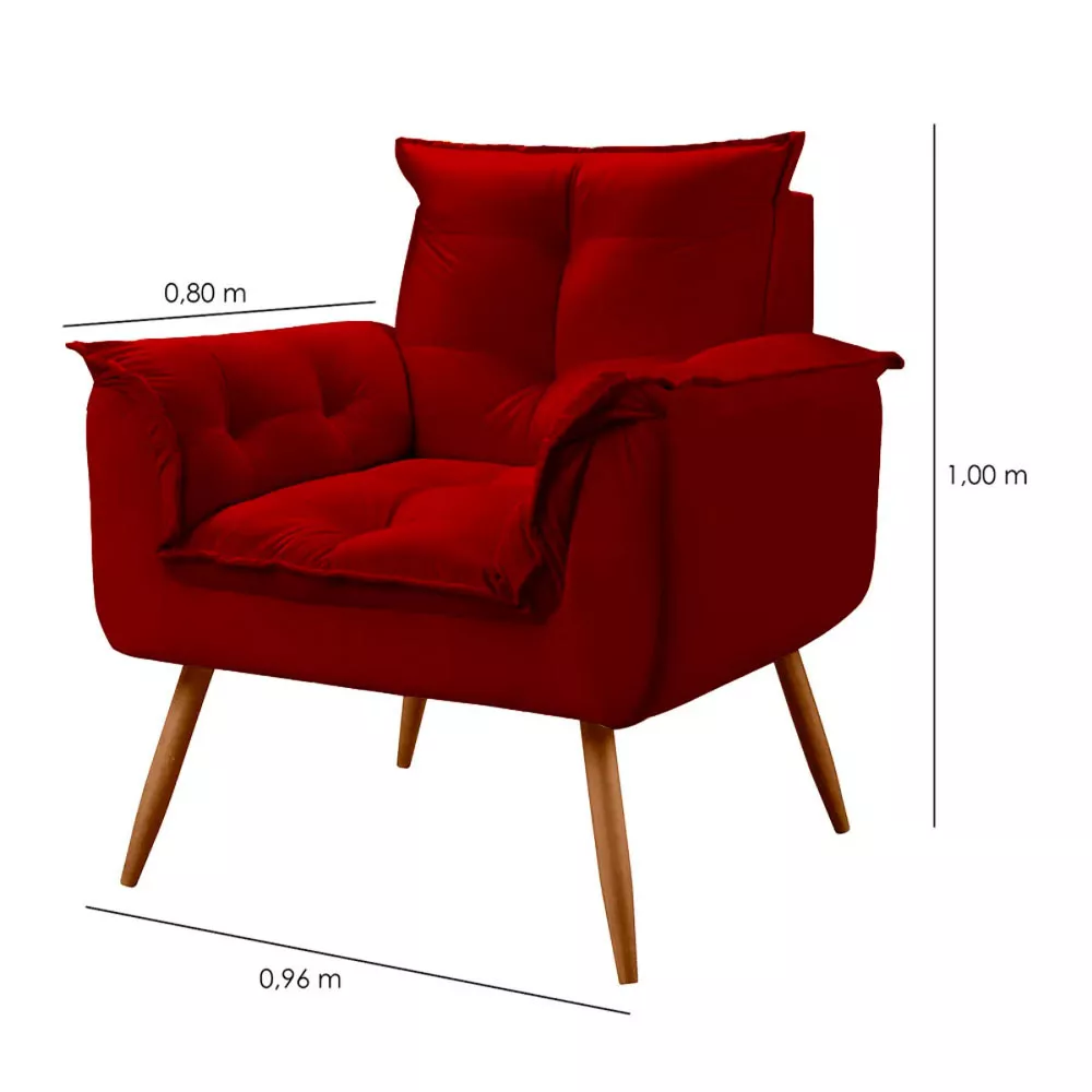 Image 3 of 6 of Conjunto Namoradeira + Poltrona Opala Veludo Vermelho- Speciale Home