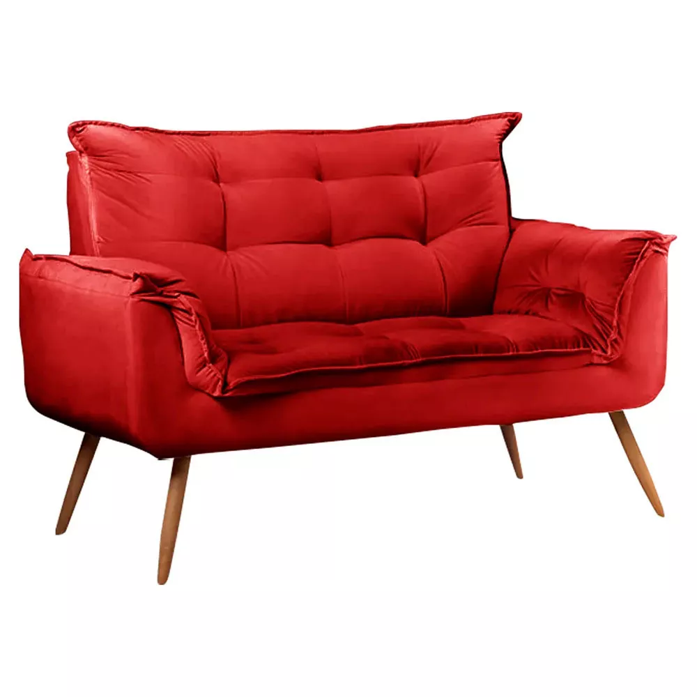 Image 4 of 6 of Conjunto Namoradeira + Poltrona Opala Veludo Vermelho- Speciale Home