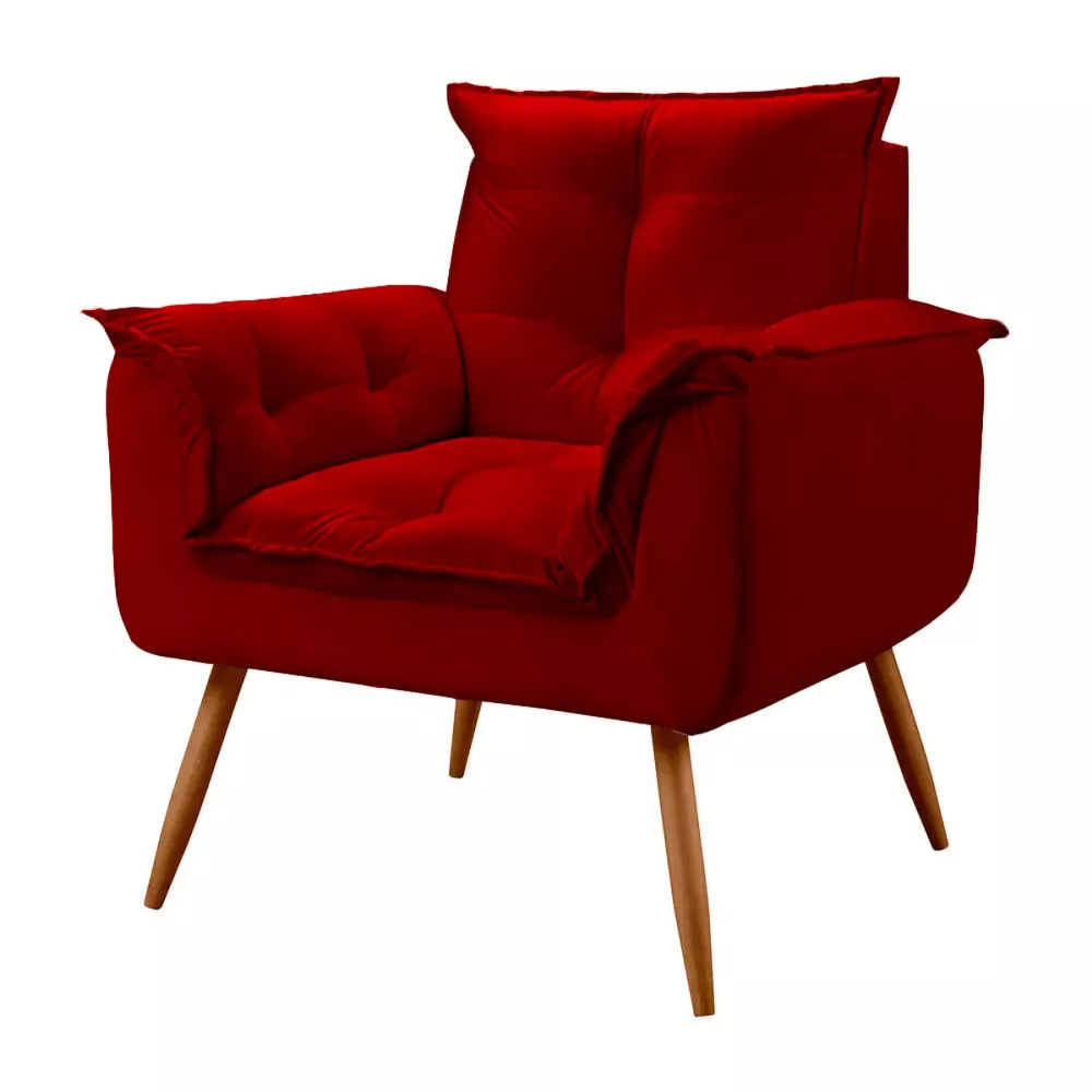 Image 5 of 6 of Conjunto Namoradeira + Poltrona Opala Veludo Vermelho- Speciale Home
