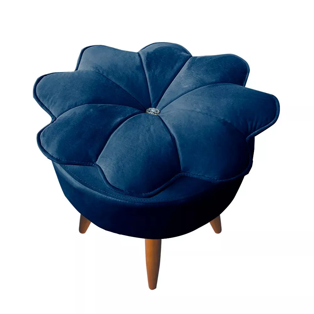 Image 0 of 6 of Puff Decorativo Floratta Veludo Azul- Speciale Home