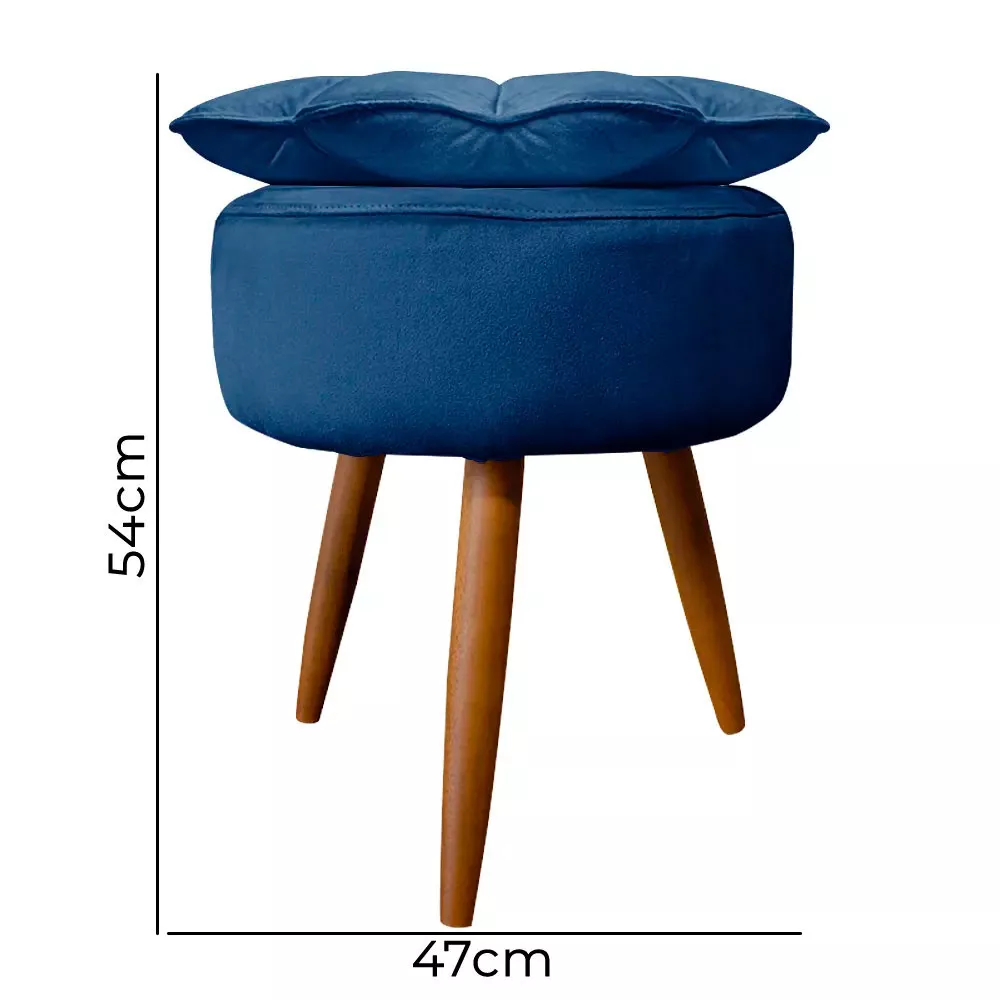 Image 2 of 6 of Puff Decorativo Floratta Veludo Azul- Speciale Home