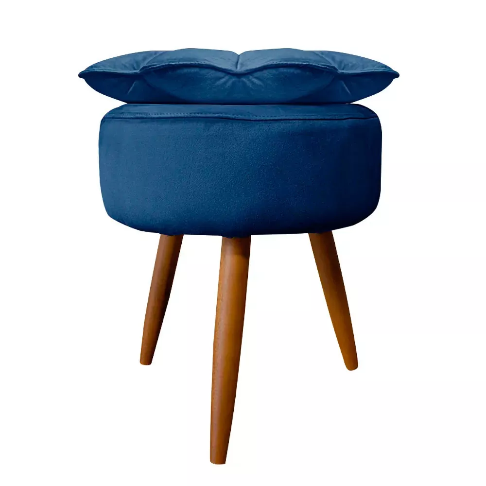 Image 4 of 6 of Puff Decorativo Floratta Veludo Azul- Speciale Home