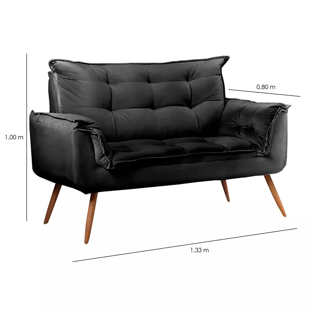 Image 2 of 6 of Conjunto Namoradeira + Poltrona Opala Veludo Preto - Speciale Home