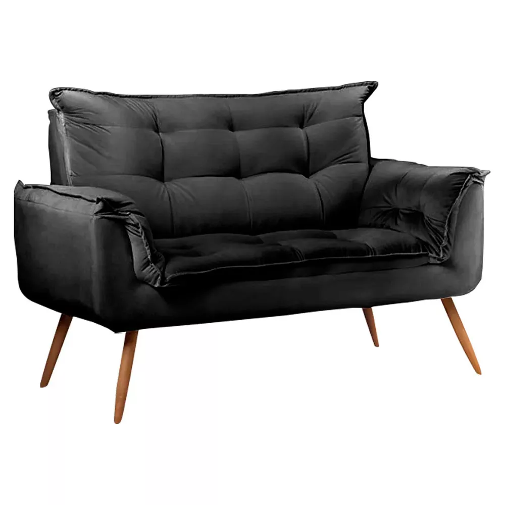 Image 4 of 6 of Conjunto Namoradeira + Poltrona Opala Veludo Preto - Speciale Home