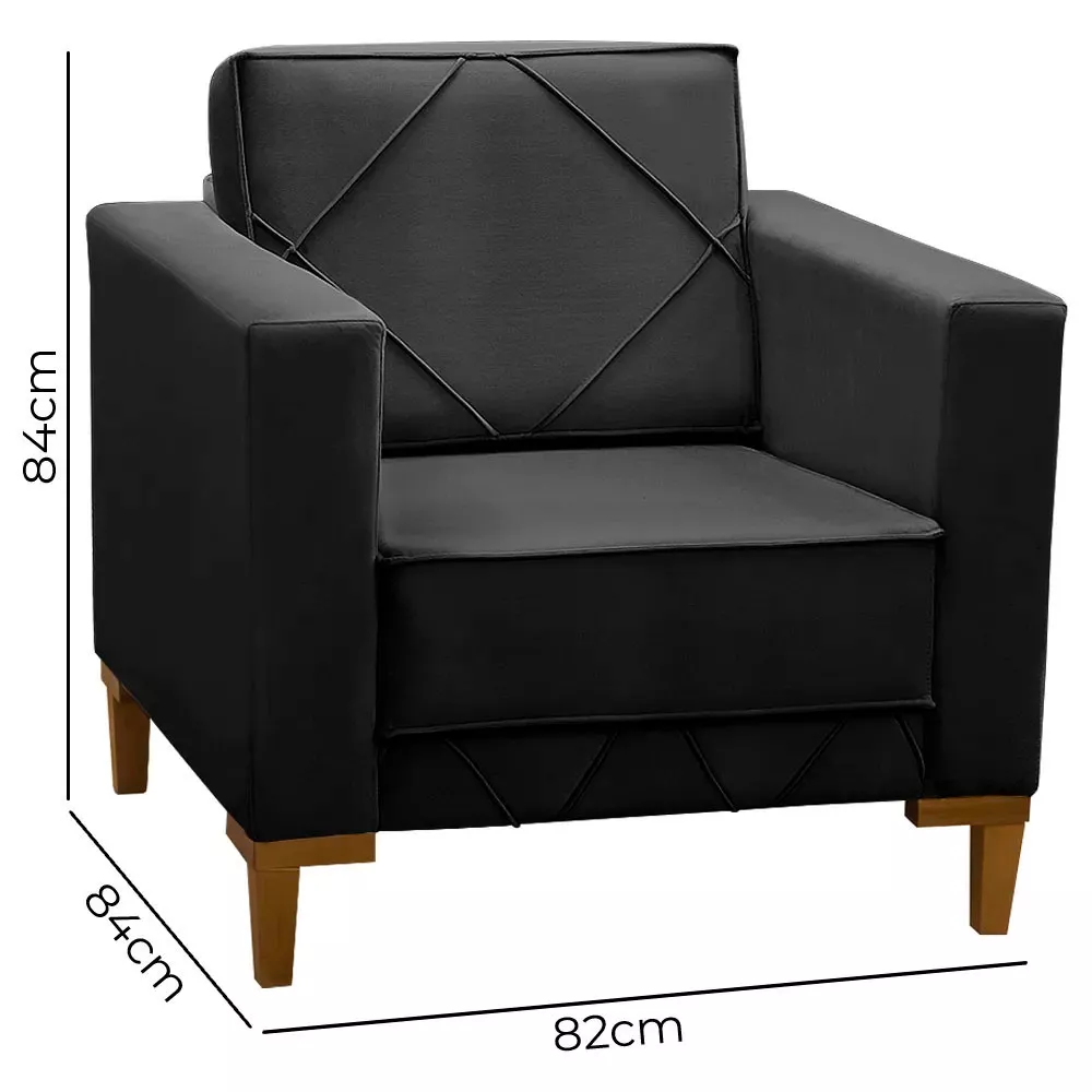 Image 2 of 6 of Poltrona Decorativa Sarah Veludo Preto - Speciale Home
