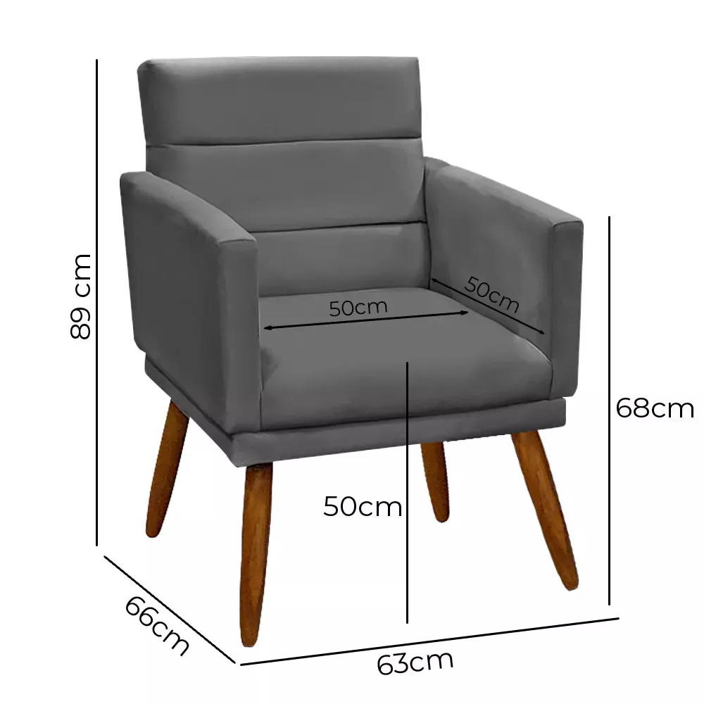Image 2 of 9 of Kit 2 Poltronas Decorativas Nina + Puff Veludo Cinza - Speciale Home