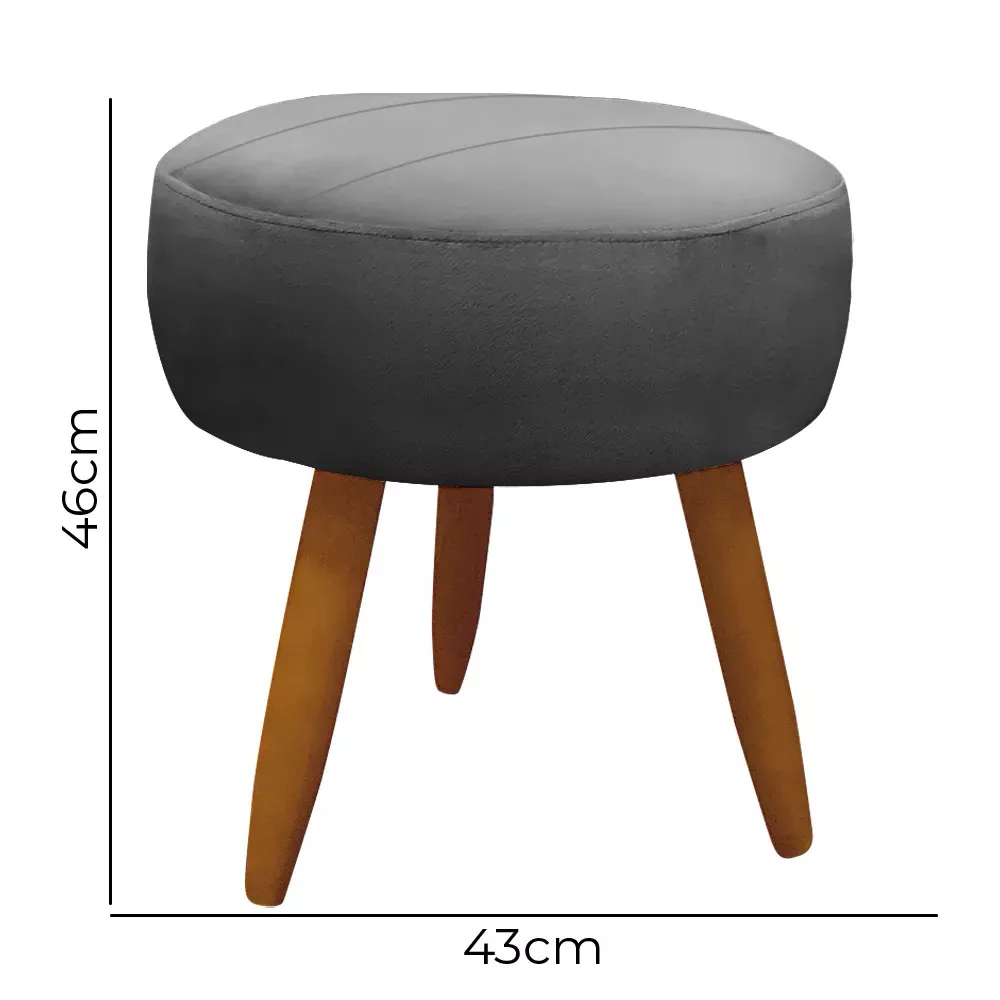 Image 3 of 9 of Kit 2 Poltronas Decorativas Nina + Puff Veludo Cinza - Speciale Home
