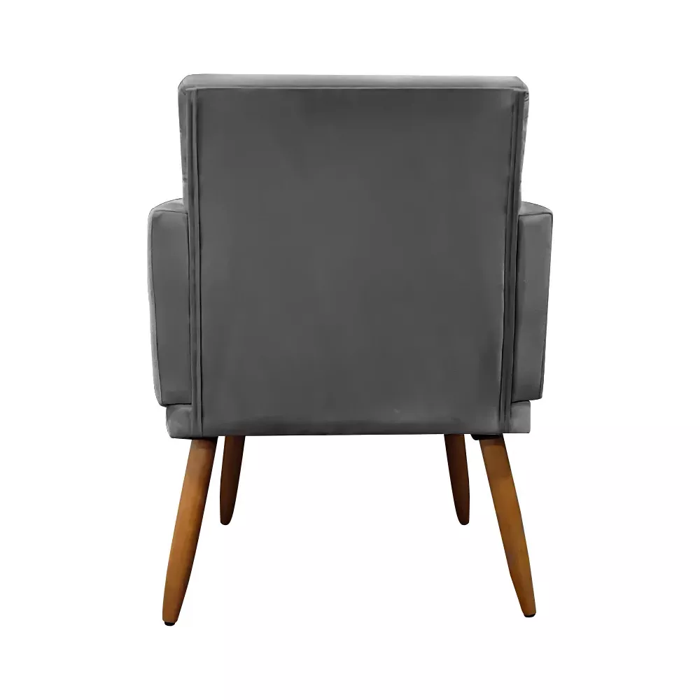 Image 4 of 9 of Kit 2 Poltronas Decorativas Nina + Puff Veludo Cinza - Speciale Home