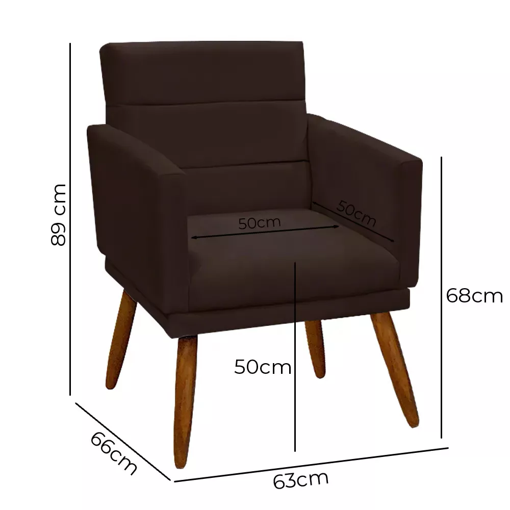 Image 2 of 9 of Kit 2 Poltronas Decorativas Nina + Puff Veludo Marrom - Speciale Home
