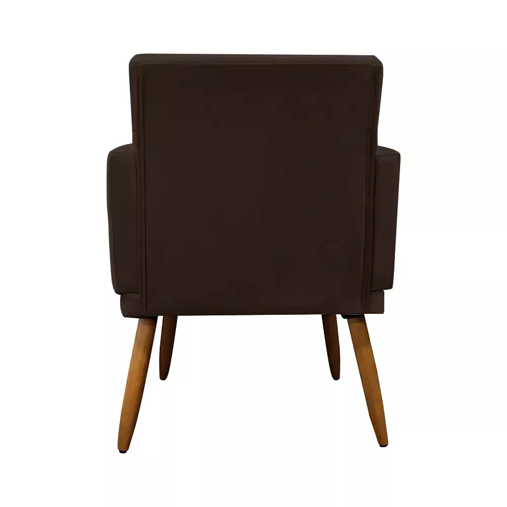 Image 4 of 9 of Kit 2 Poltronas Decorativas Nina + Puff Veludo Marrom - Speciale Home