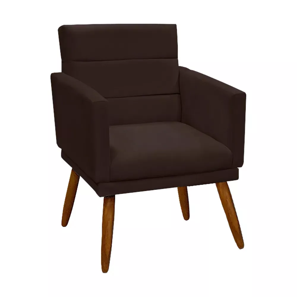Image 8 of 9 of Kit 2 Poltronas Decorativas Nina + Puff Veludo Marrom - Speciale Home