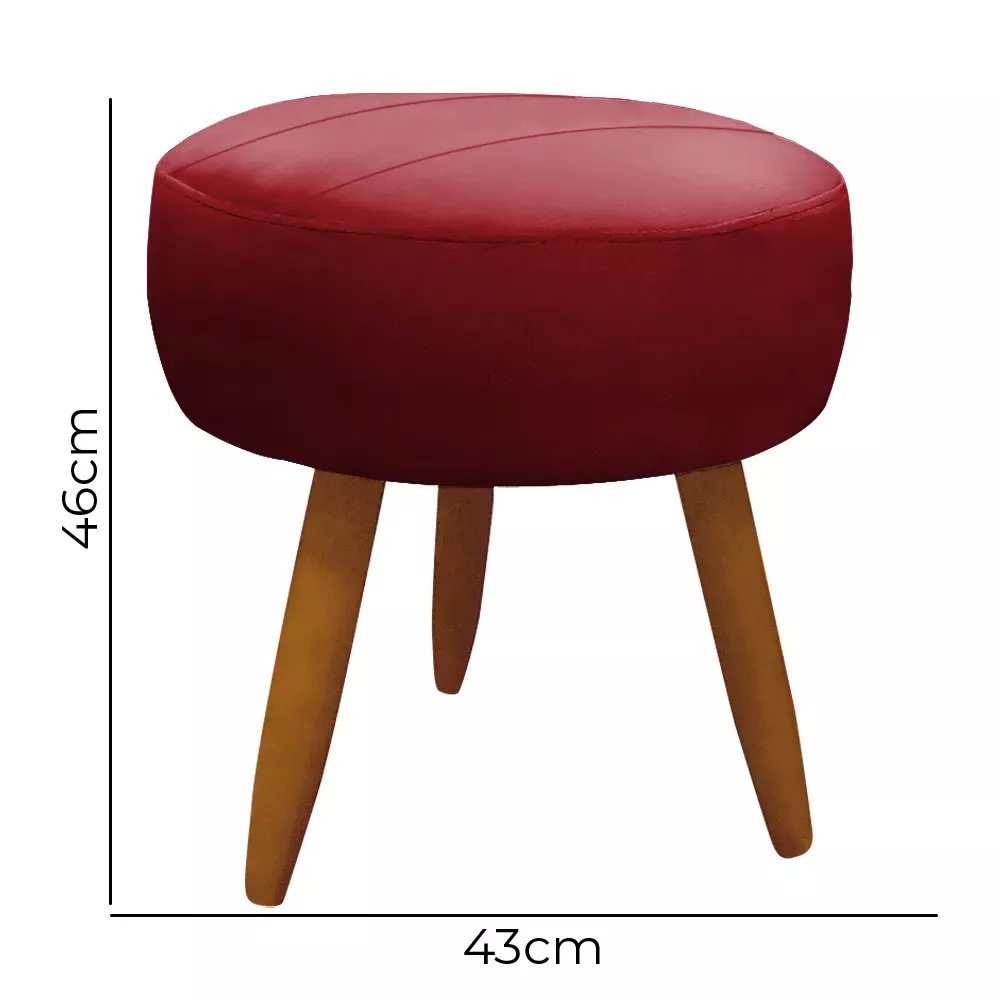 Image 3 of 9 of Kit 2 Poltronas Decorativas Nina + Puff Veludo Vermelho - Speciale Home