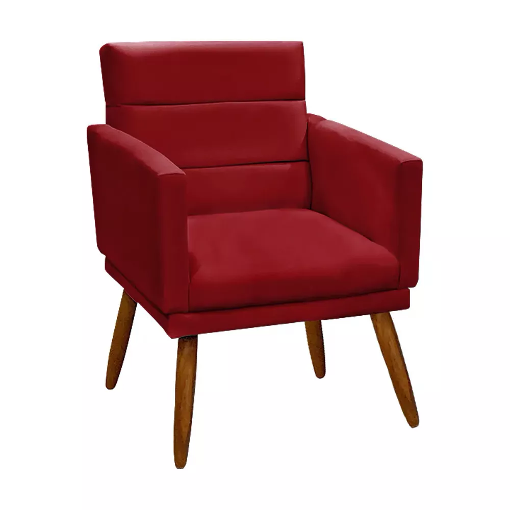 Image 8 of 9 of Kit 2 Poltronas Decorativas Nina + Puff Veludo Vermelho - Speciale Home