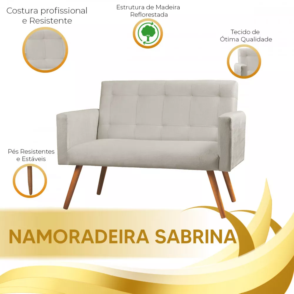 Image 3 of 5 of Sofá Namoradeira 2 Lugares Sabrina Veludo Bege Marfim - Speciale Home