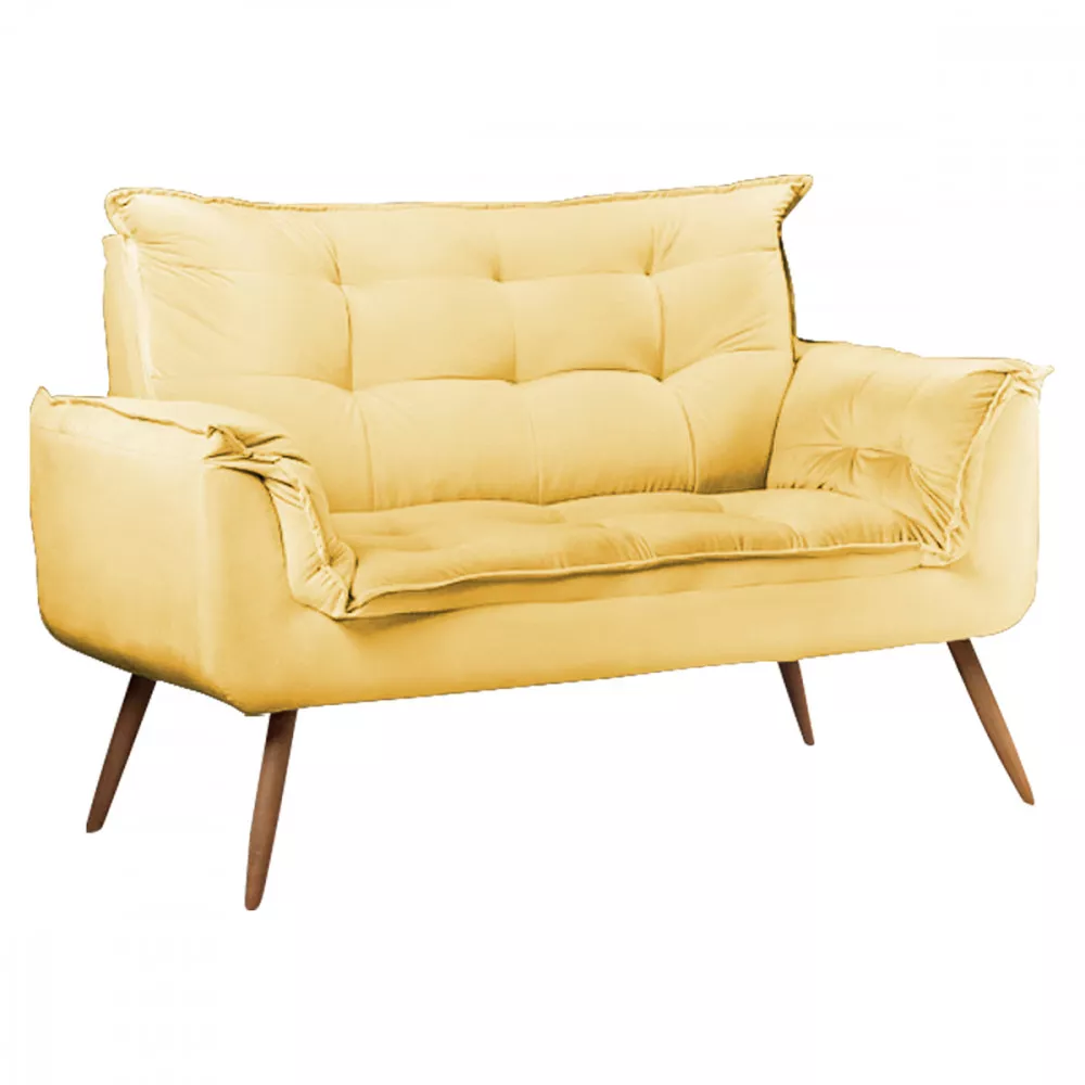 Image 0 of 5 of Sofá Namoradeira 2 Lugares Opala Veludo Amarelo - Speciale Home