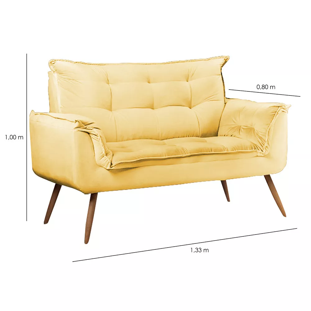Image 2 of 5 of Sofá Namoradeira 2 Lugares Opala Veludo Amarelo - Speciale Home