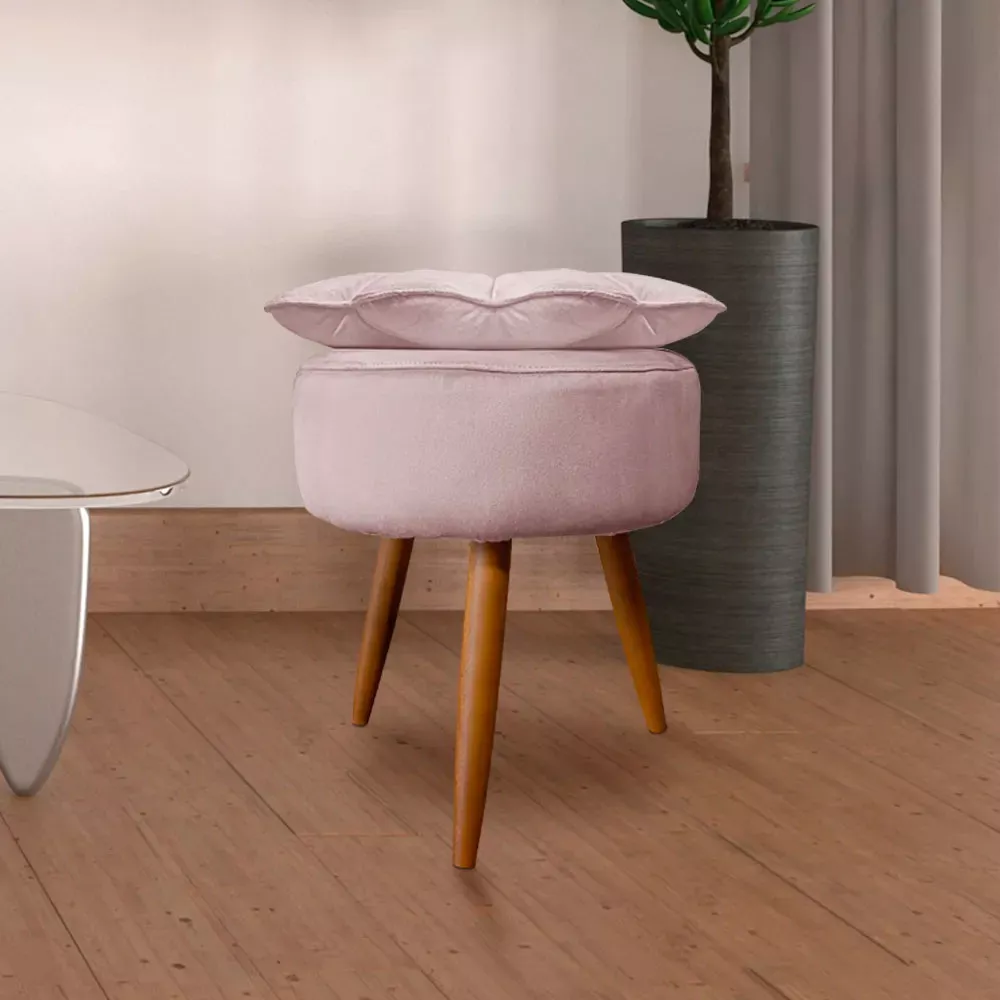 Image 1 of 6 of Puff Decorativo Floratta Veludo Rose - Speciale Home