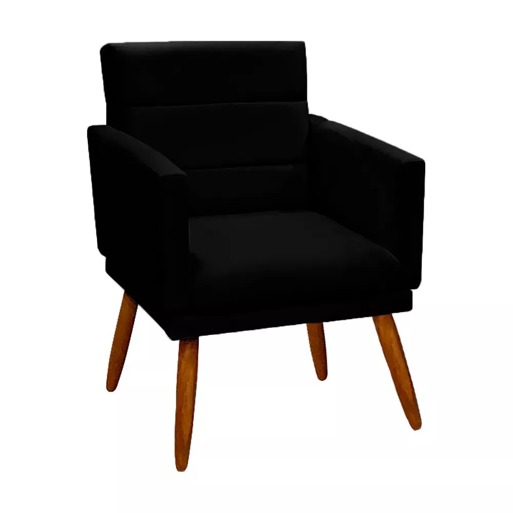 Image 0 of 5 of Poltrona Nina Veludo Preto De Madeira Speciale Home