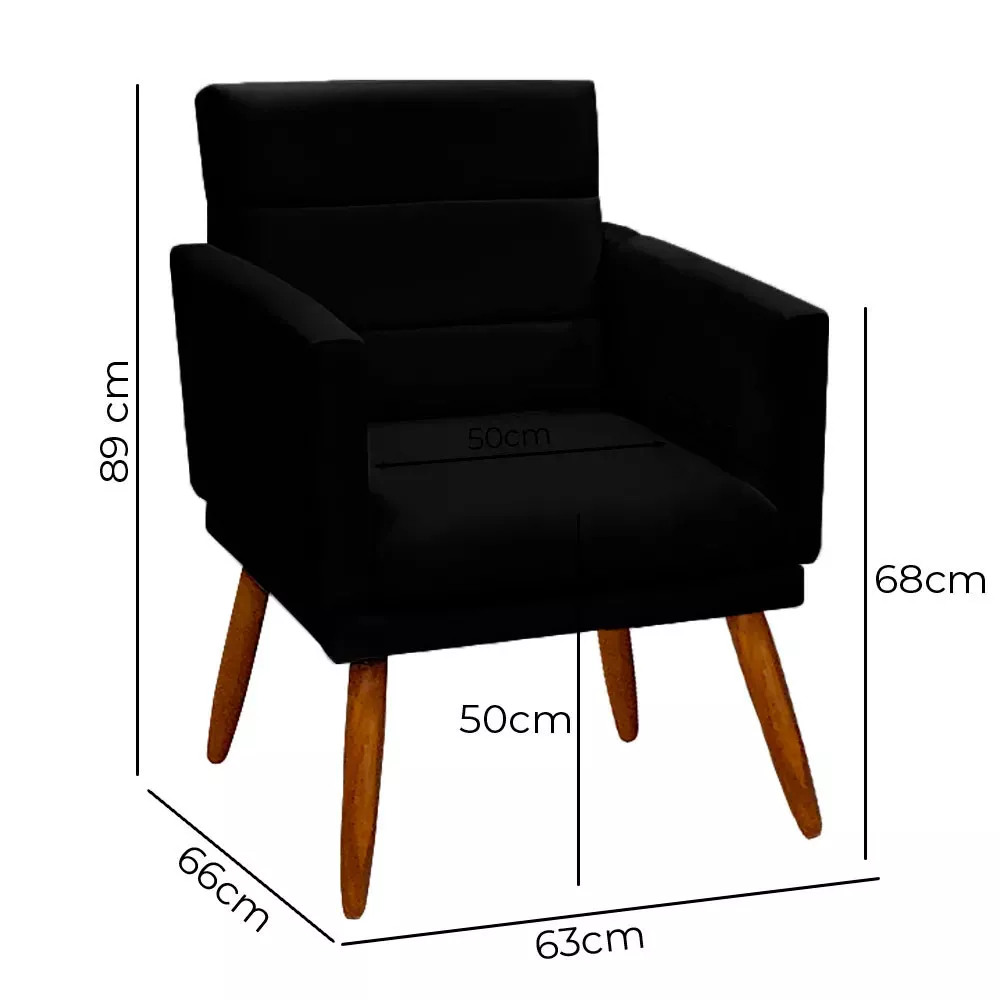 Image 2 of 5 of Poltrona Nina Veludo Preto De Madeira Speciale Home
