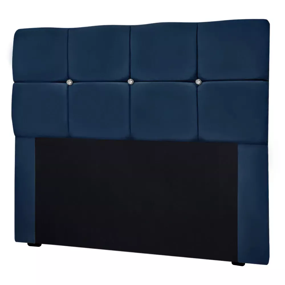 Image 9 of 10 of Conjunto Cabeceira Mila + Calçadeira Munique 1,40 Veludo Azul - Speciale Home