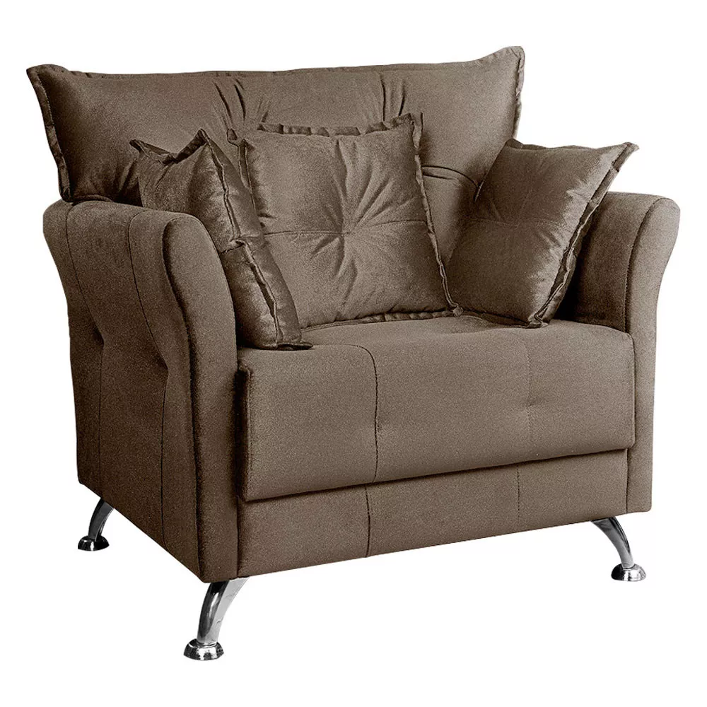 Image 0 of 8 of Poltrona Decorativa Elizabeth Veludo Marrom Turkay Castor - Speciale Home
