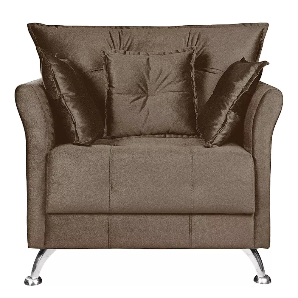 Image 3 of 8 of Poltrona Decorativa Elizabeth Veludo Marrom Turkay Castor - Speciale Home