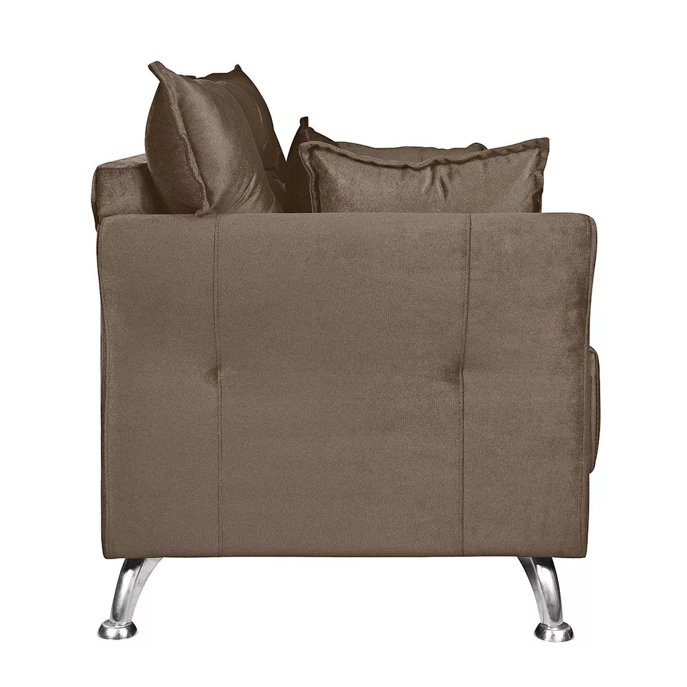 Image 4 of 8 of Poltrona Decorativa Elizabeth Veludo Marrom Turkay Castor - Speciale Home