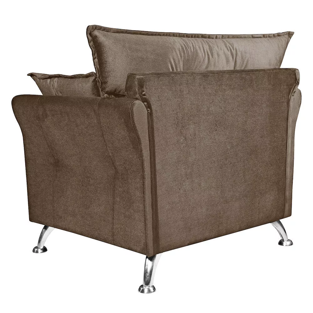 Image 5 of 8 of Poltrona Decorativa Elizabeth Veludo Marrom Turkay Castor - Speciale Home