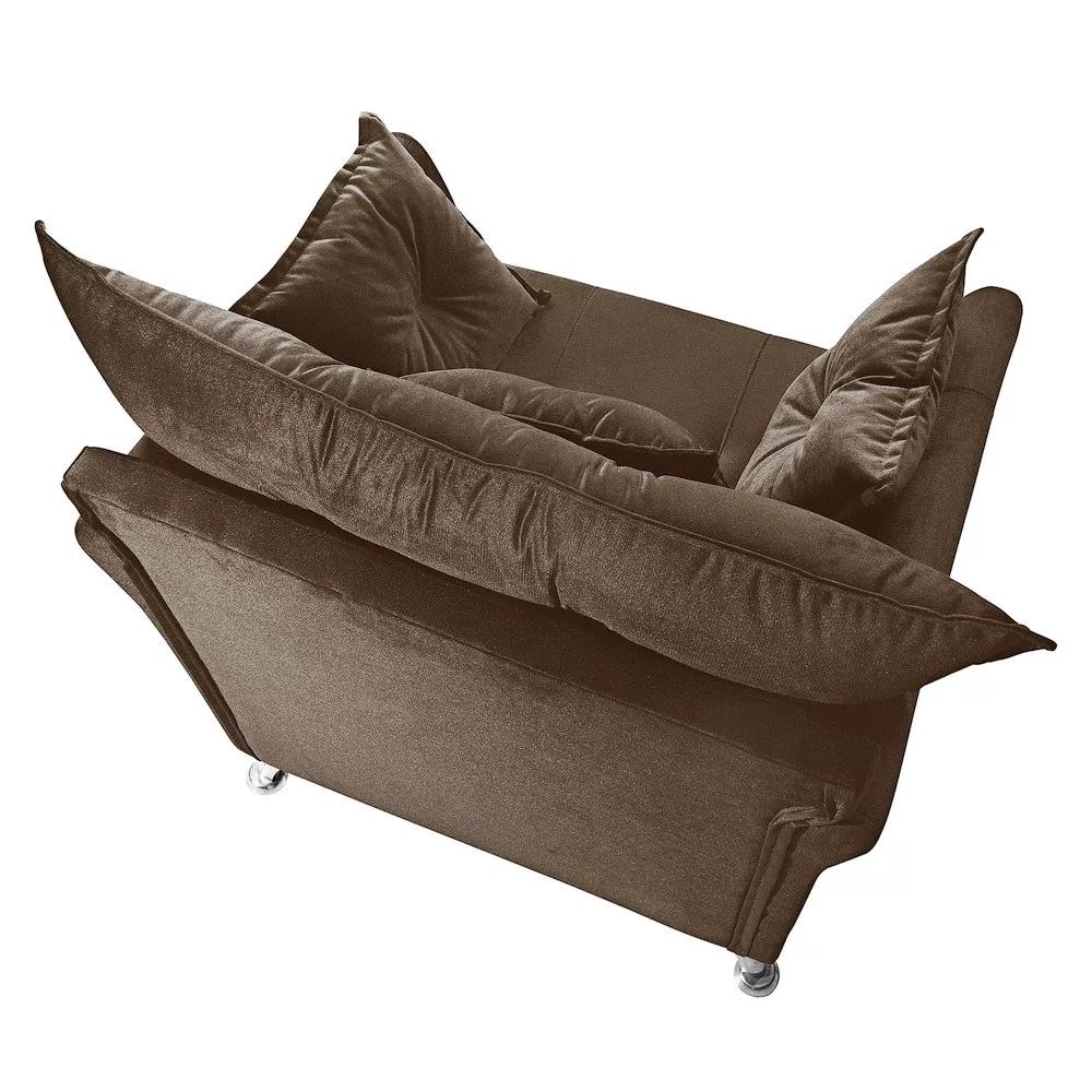 Image 6 of 8 of Poltrona Decorativa Elizabeth Veludo Marrom Turkay Castor - Speciale Home