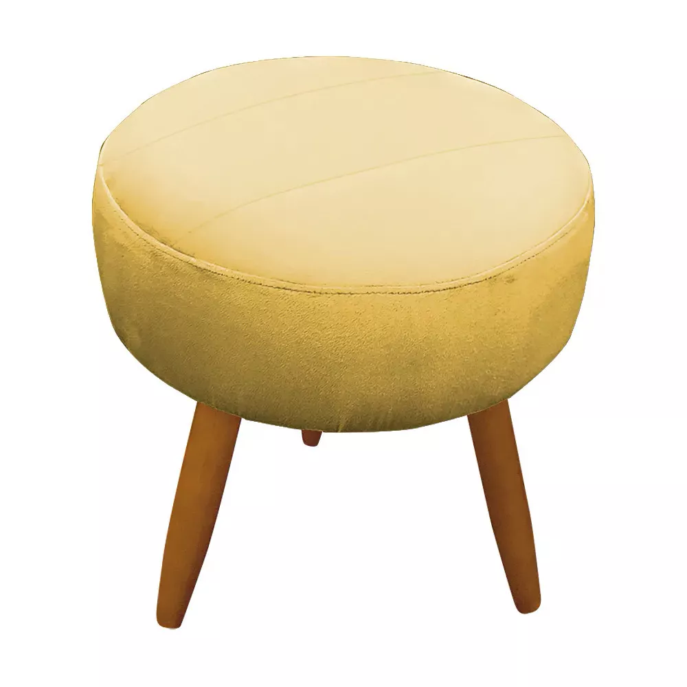 Image 7 of 9 of Kit 2 Poltronas Decorativas Nina + Puff Veludo Amarelo - Speciale Home