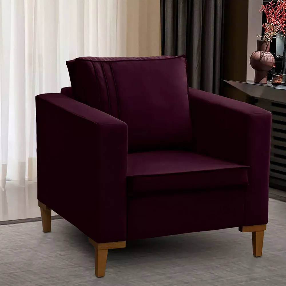 Image 1 of 7 of Kit 2 Poltronas Decorativa Riviera Veludo Roxo - Speciale Home