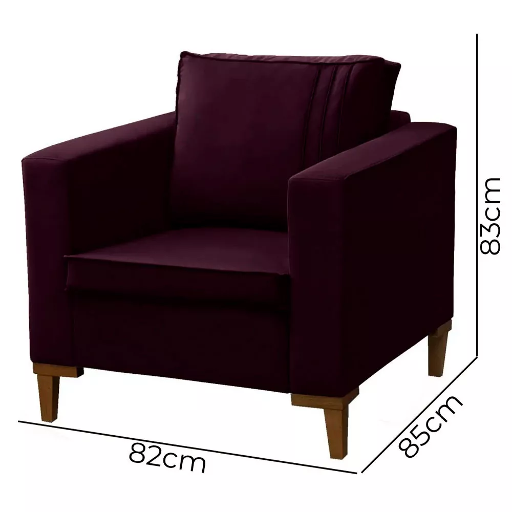 Image 2 of 7 of Kit 2 Poltronas Decorativa Riviera Veludo Roxo - Speciale Home