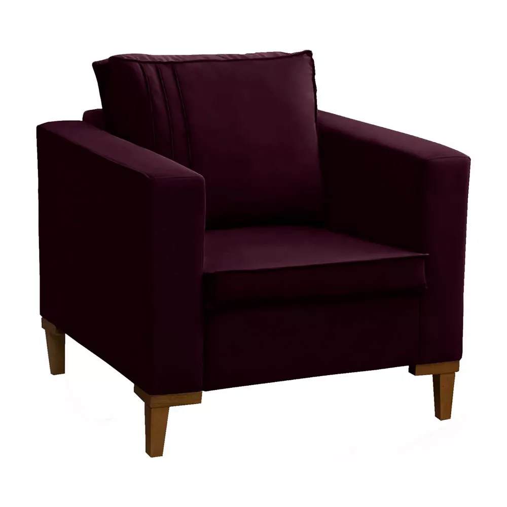 Image 3 of 7 of Kit 2 Poltronas Decorativa Riviera Veludo Roxo - Speciale Home