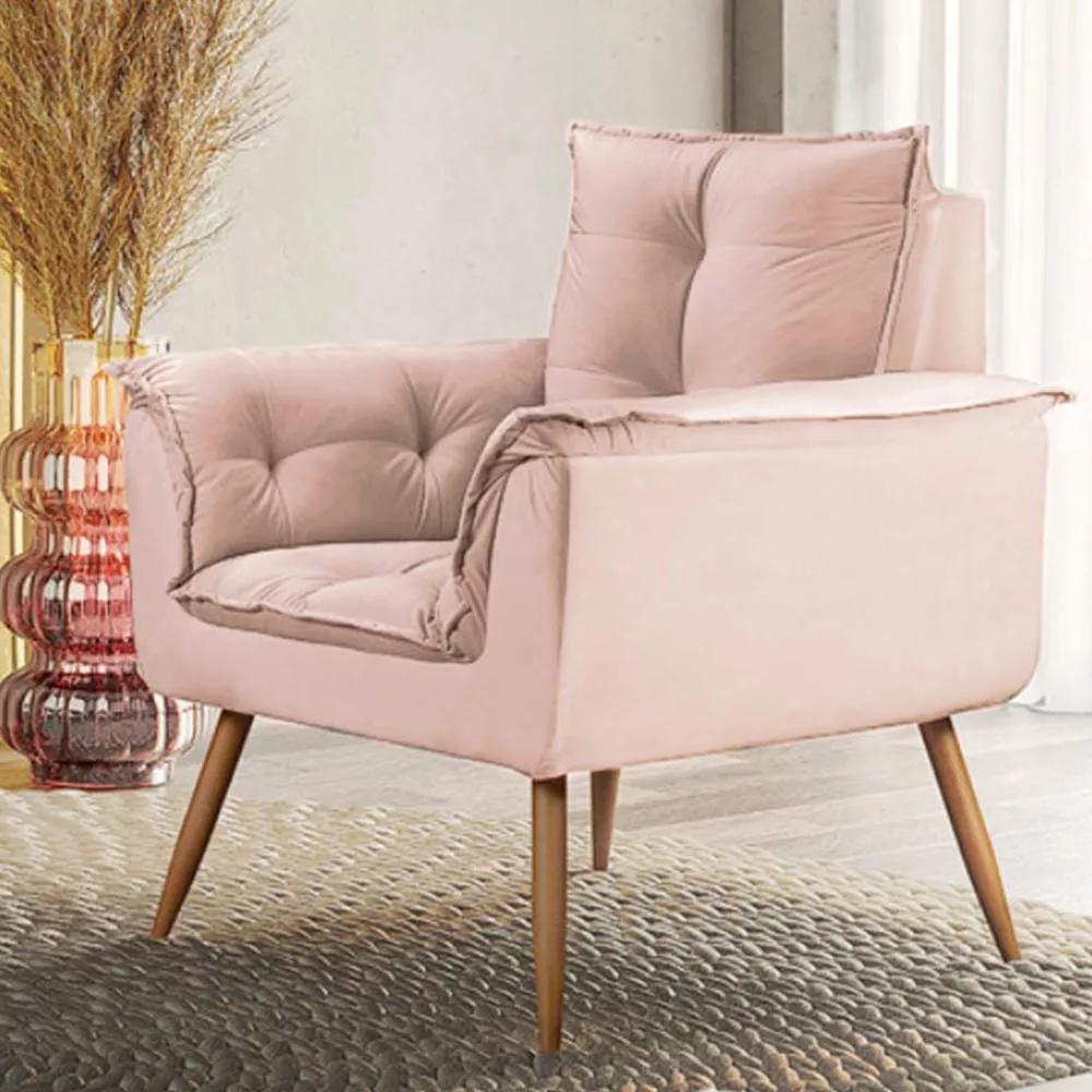 Image 1 of 7 of Poltrona Decorativa Opala Veludo Rose - Speciale Home