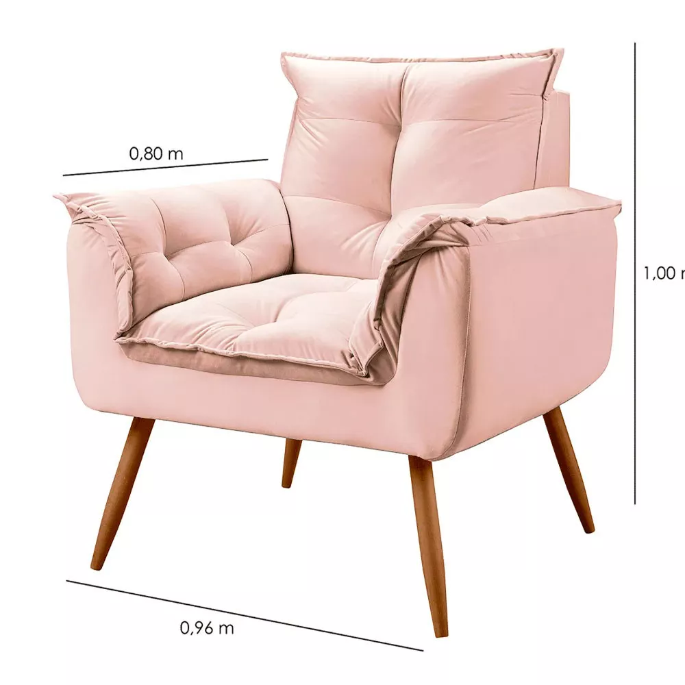 Image 2 of 7 of Poltrona Decorativa Opala Veludo Rose - Speciale Home