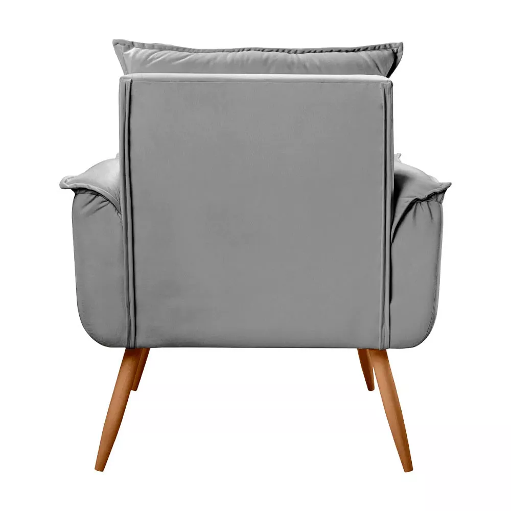 Image 4 of 7 of Poltrona Decorativa Opala Veludo Cinza Chumbo - Speciale Home