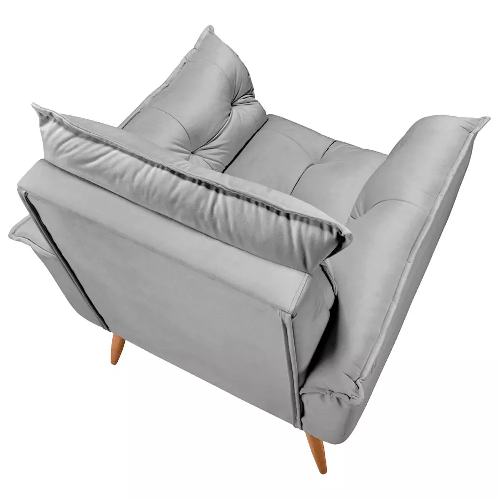 Image 5 of 7 of Poltrona Decorativa Opala Veludo Cinza Chumbo - Speciale Home