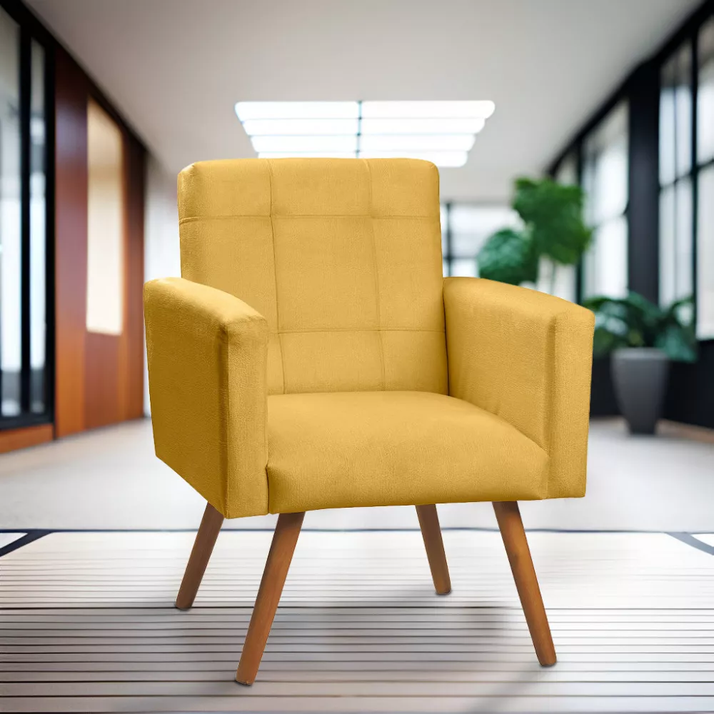 Image 1 of 7 of Poltrona Decorativa Sabrina Veludo Amarelo - Speciale Home