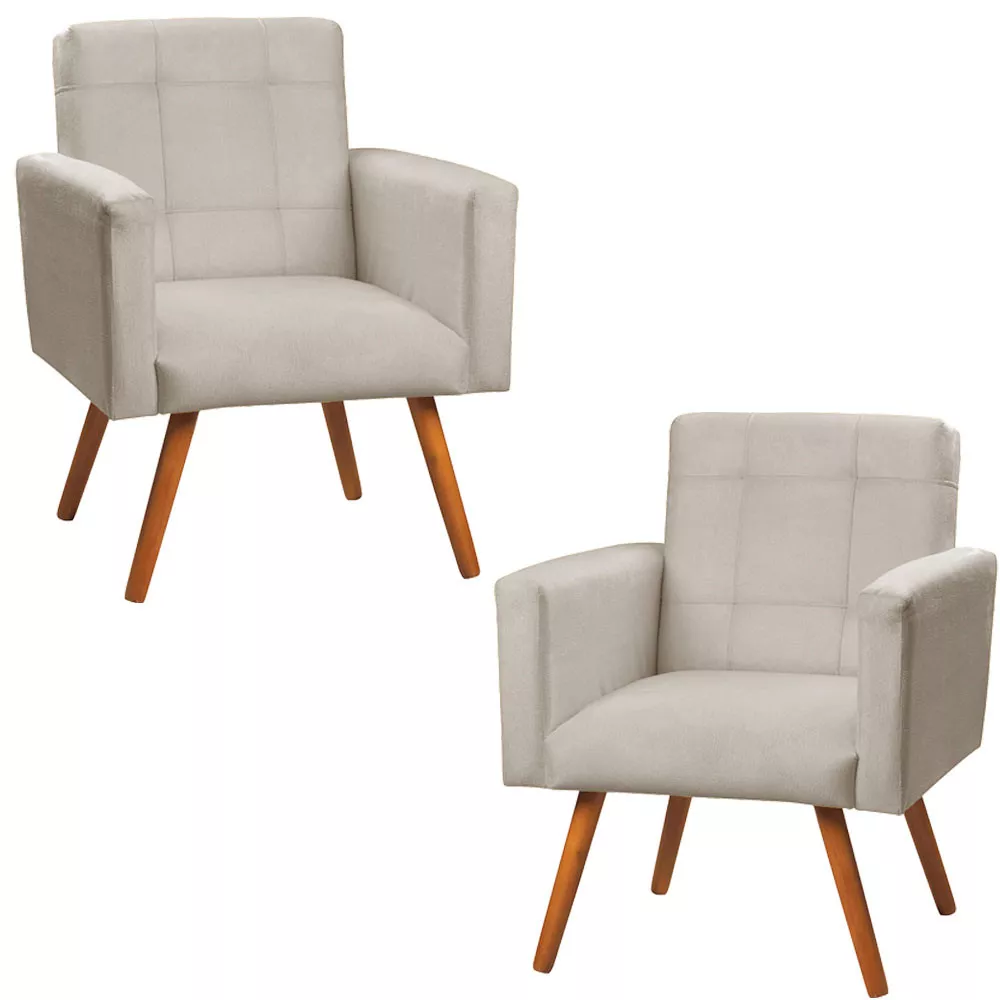 Image 0 of 6 of Conjunto de 2 Poltronas Decorativas Sabrina Veludo Bege Marfim - Speciale Home