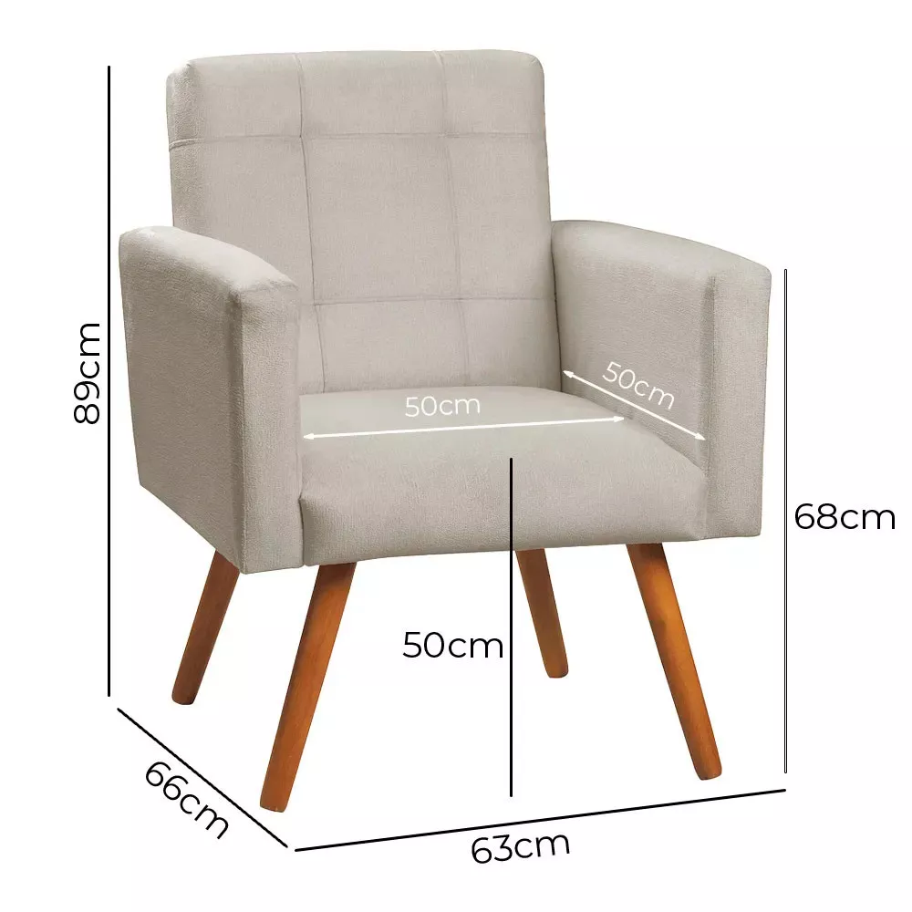 Image 5 of 6 of Conjunto de 2 Poltronas Decorativas Sabrina Veludo Bege Marfim - Speciale Home