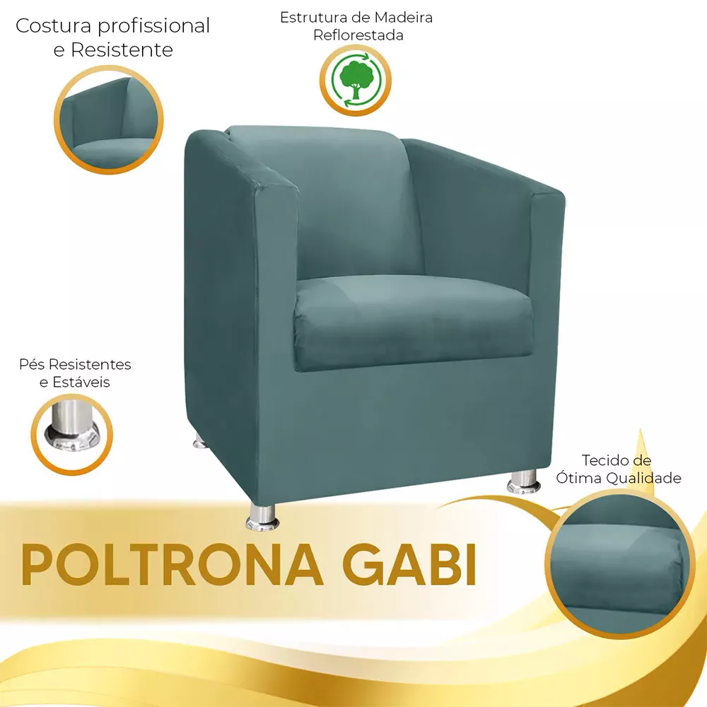 Image 6 of 7 of Poltrona Decorativa Gabi para Recepção Sala e Quarto Veludo Turquesa - Speciale Home